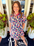 A botanical printed dress with a subtle puff sleeve 