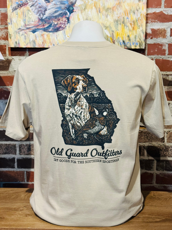 tan tee with dog in state of ga 