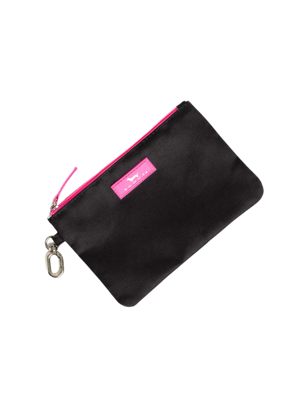 The Carly Pouch in Black and pink with clip By Scout