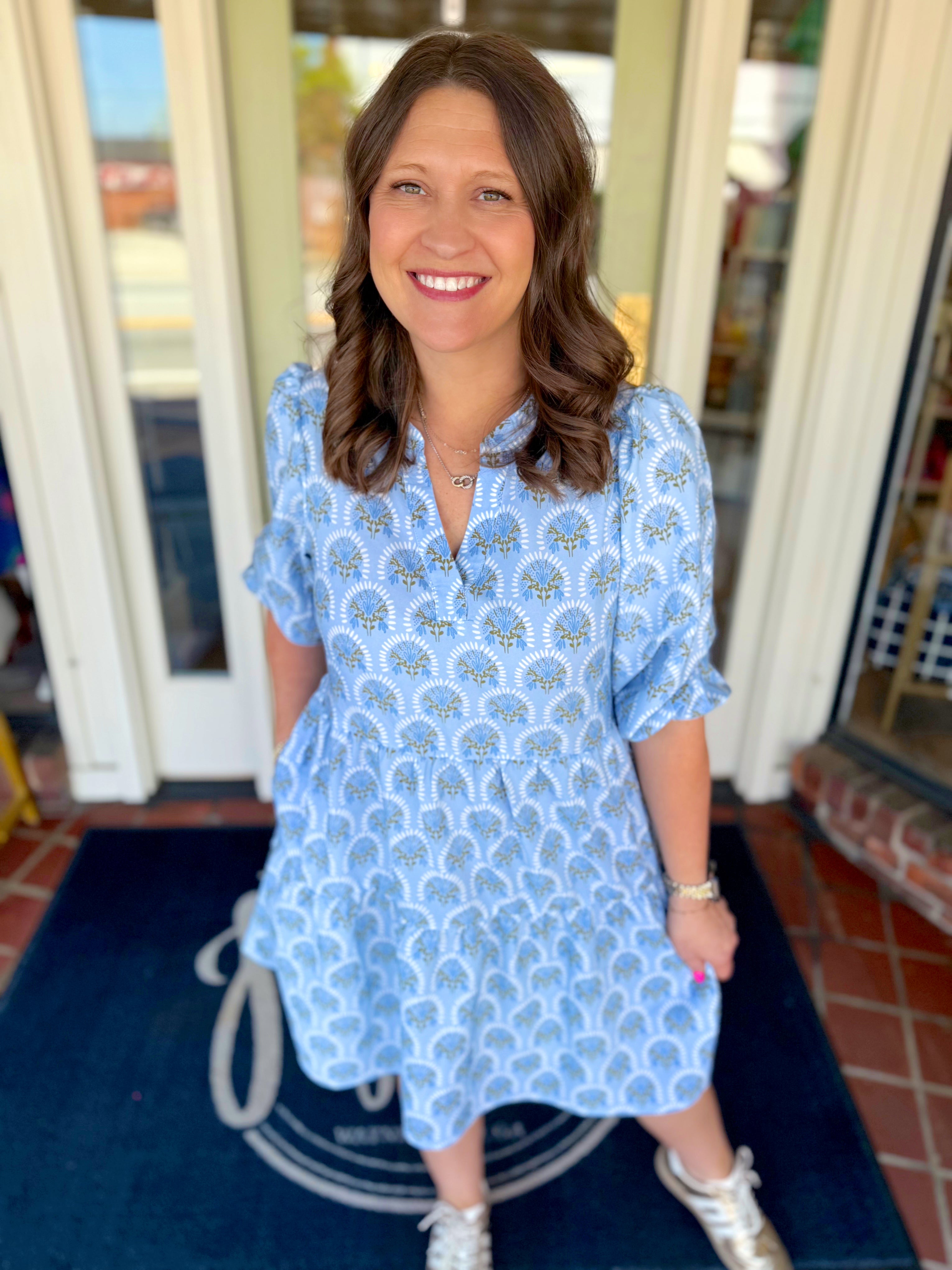 Light blue floral patterned dress 