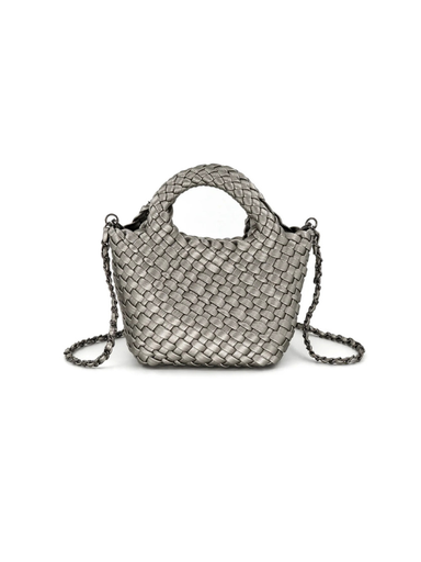 Braided handbag with removable crossbody chain