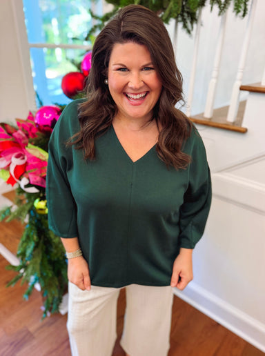Hunter green quarter top crop top shirt 