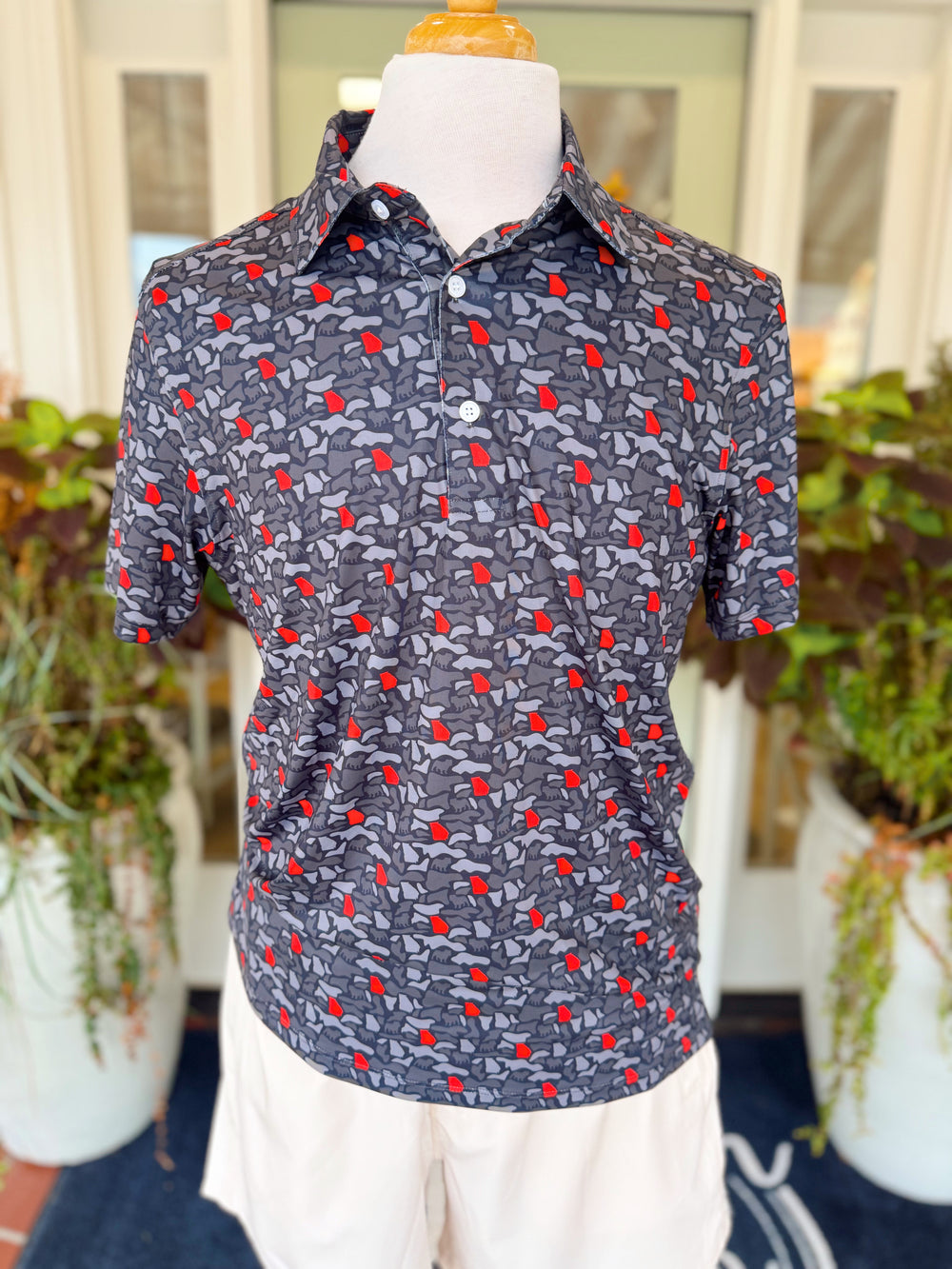 Black grey and red camo mix polo by meripex