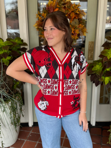 Georgia bulldog sequin button up cardigan 