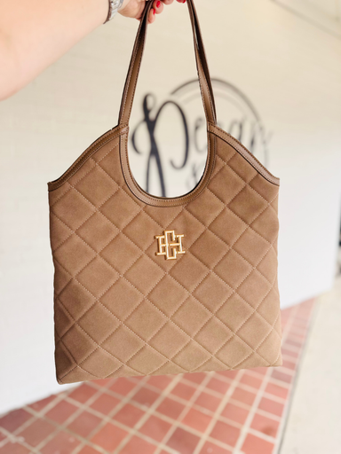 quilted brown large tote 