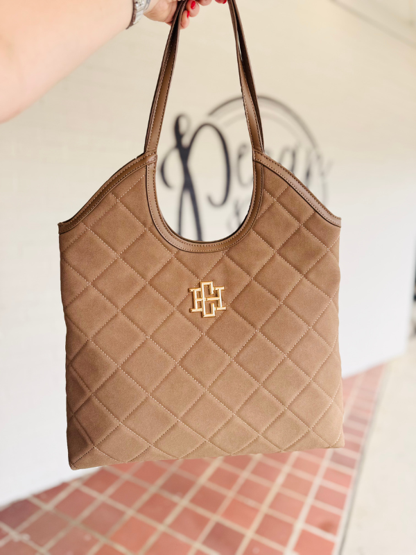 quilted brown large tote 