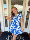 blue flower dress with tie