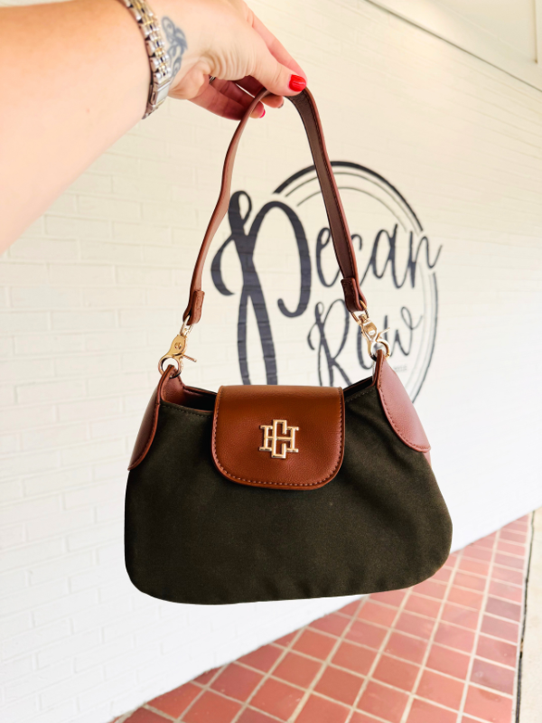 olive saddle bag crossbody with chain strap