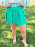 Green pleated skirt 