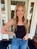 Basic square neck top in black