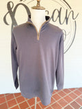  This lightweight quarter-zip pullover features a soft, smooth feel in a versatile neutral with a classic stand collar and tonal zipper detail. 