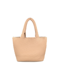 Beige woven handbag with matching pouch included