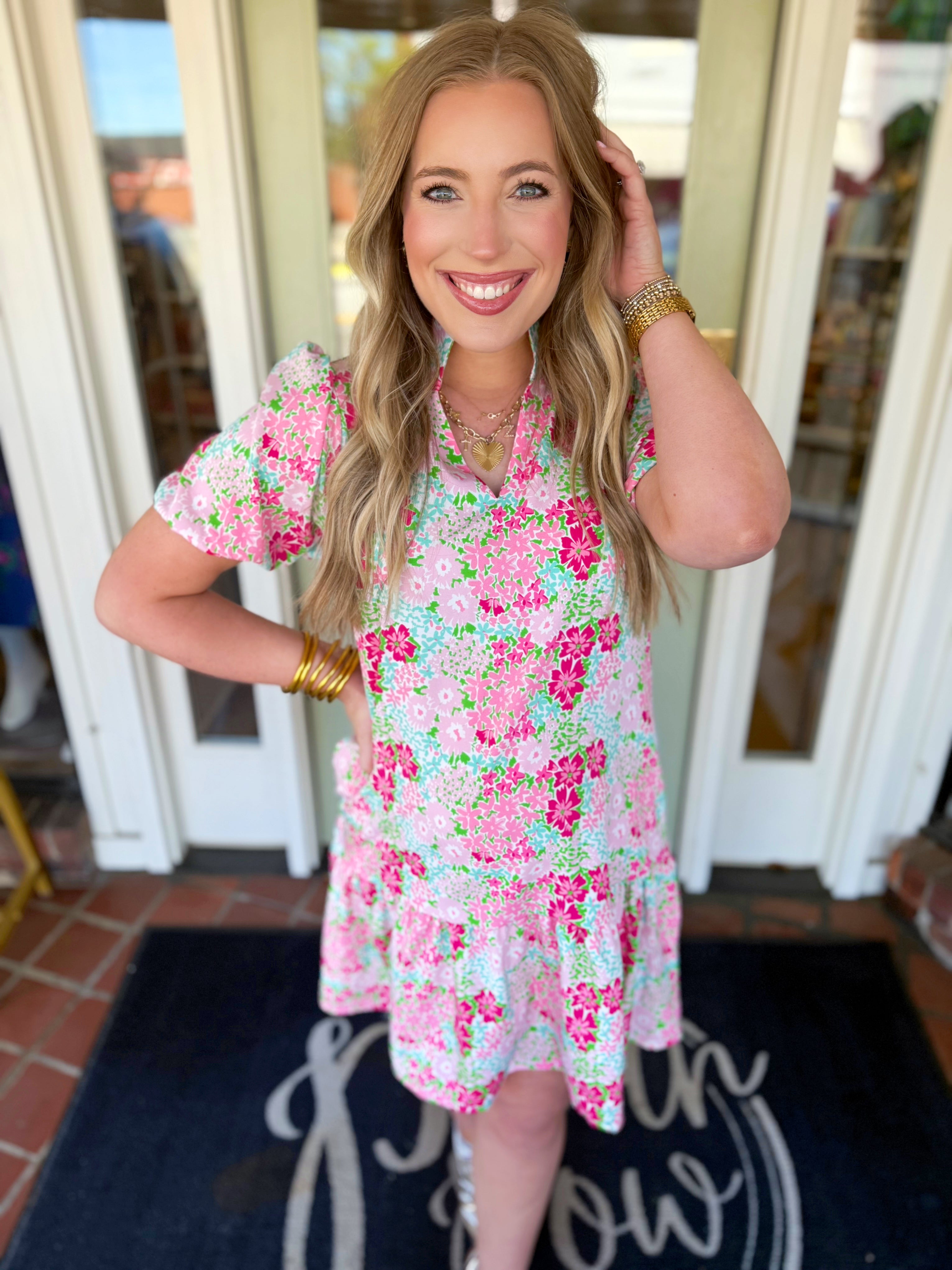 Colorful floral print dress 