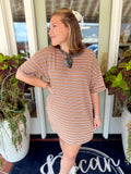 Brown striped oversized dress 