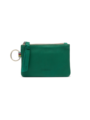 green leather wallet