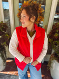 lined fur vest with one hook to close the top 