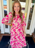 Pink floral midi dress by mary square 