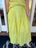 Chartreuse and white striped skirt 