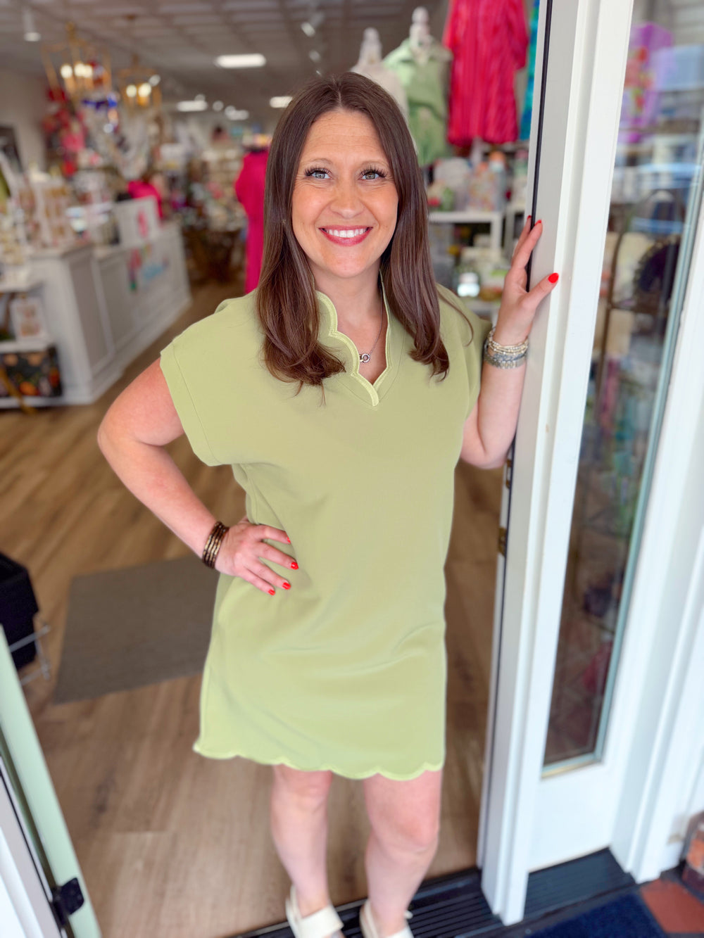 mini dress in a sage color 