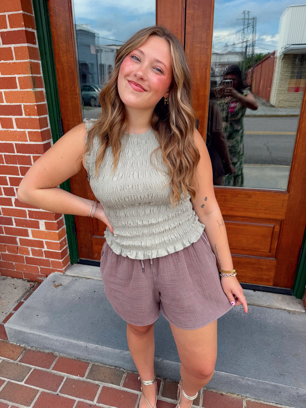 smocked tank with little flare