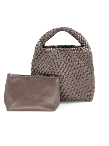 Brown woven mini bag in brown 