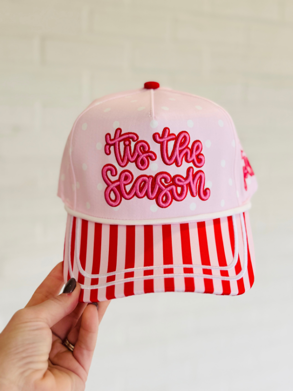 red and pink striped 'Tis The Season Hat