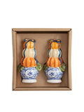 blue and orange Topiary Pumpkins Salt & Pepper Shakers