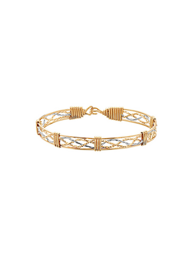 Silver and gold wire Tribute bracelet by Ronaldo, handcrafted with an elegant and timeless style.