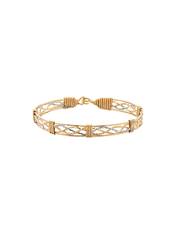 Silver and gold wire Tribute bracelet by Ronaldo, handcrafted with an elegant and timeless style.