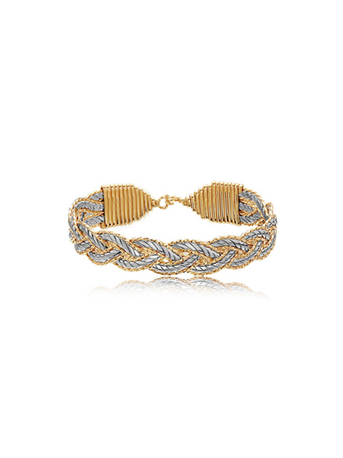 Silver and gold wire Trident bracelet by Ronaldo, handcrafted with an elegant and timeless style.