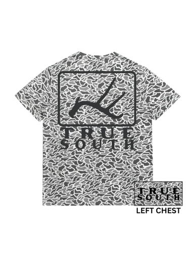 True South Antler Tee in White old school camo By Riverbed Threads