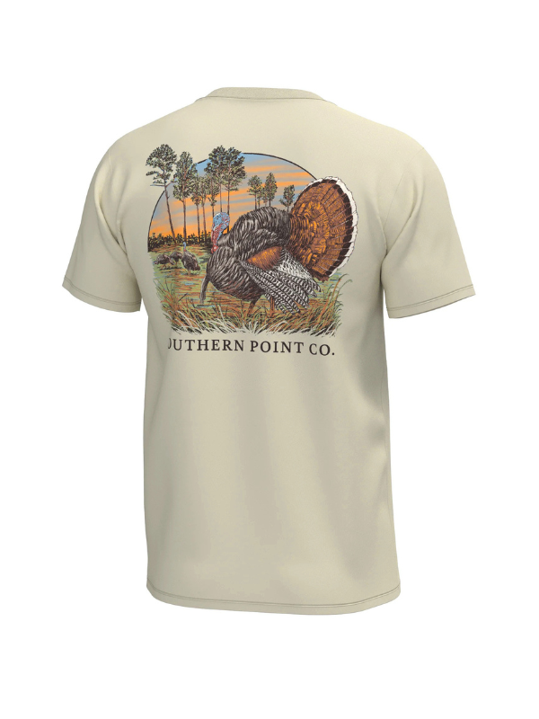 turkey in a hunting land on the back 