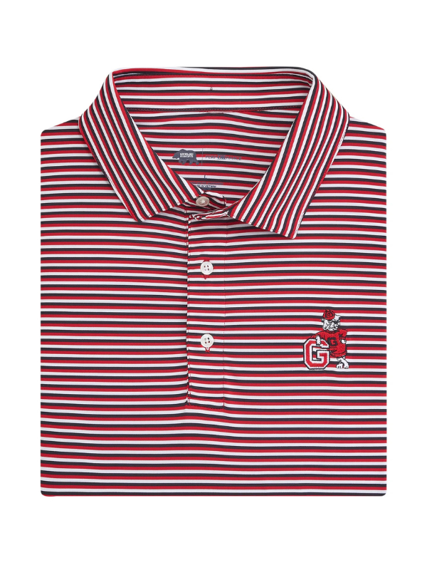 UGA G Dog Tri Stripe Performance Polo