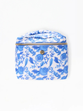 Blue floral-patterned travel case