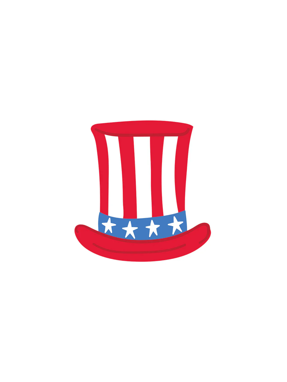 Red, white, and blue top hat with star design on a white background