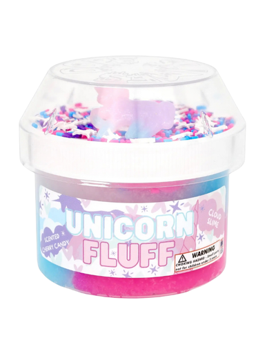 Unicorn fluff themed slime with unicorn charms for kids