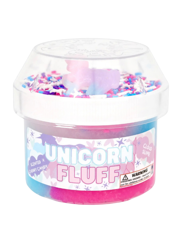 Unicorn fluff themed slime with unicorn charms for kids