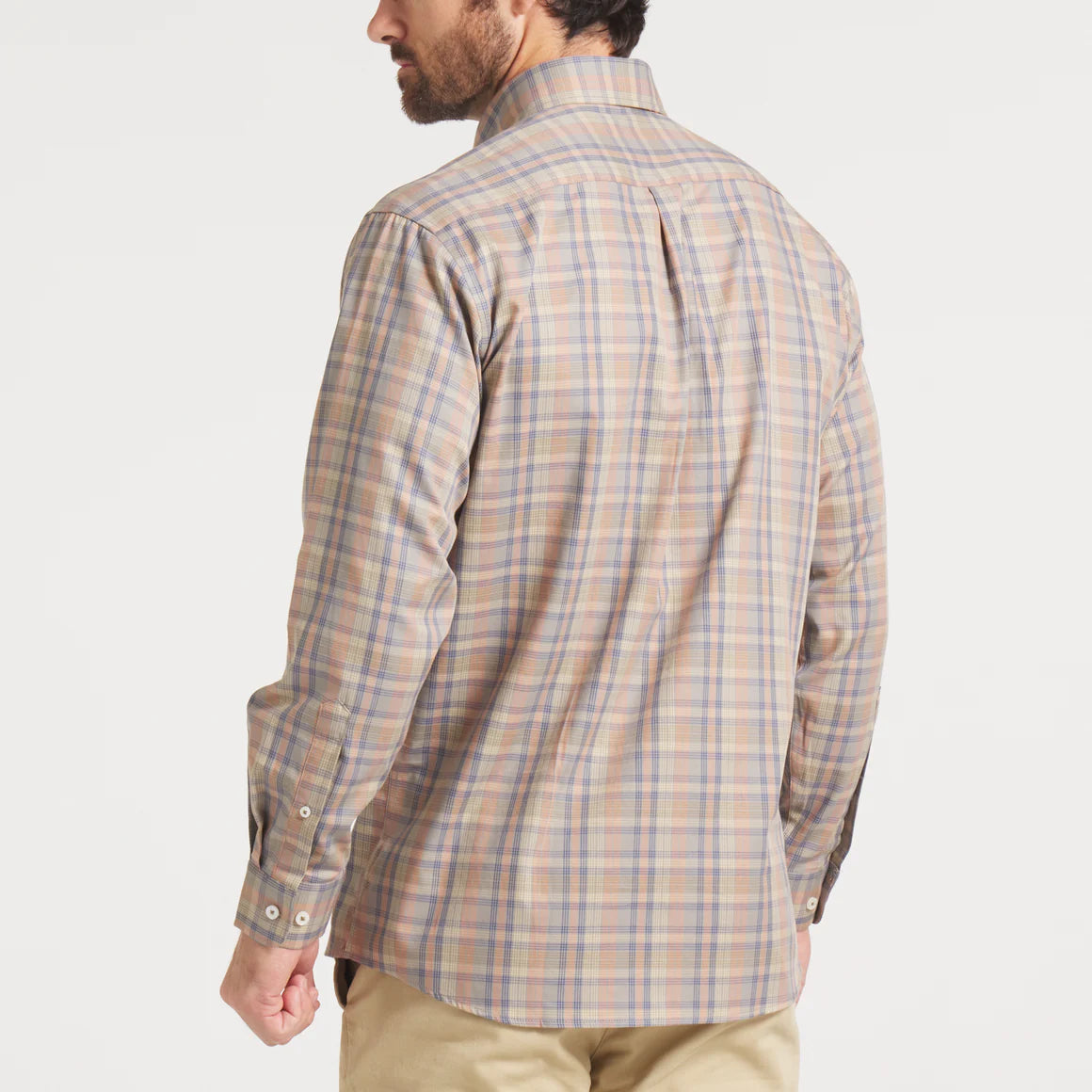 Benton Grid Dress Shirt in Burnt Taupe by Southern Marsh