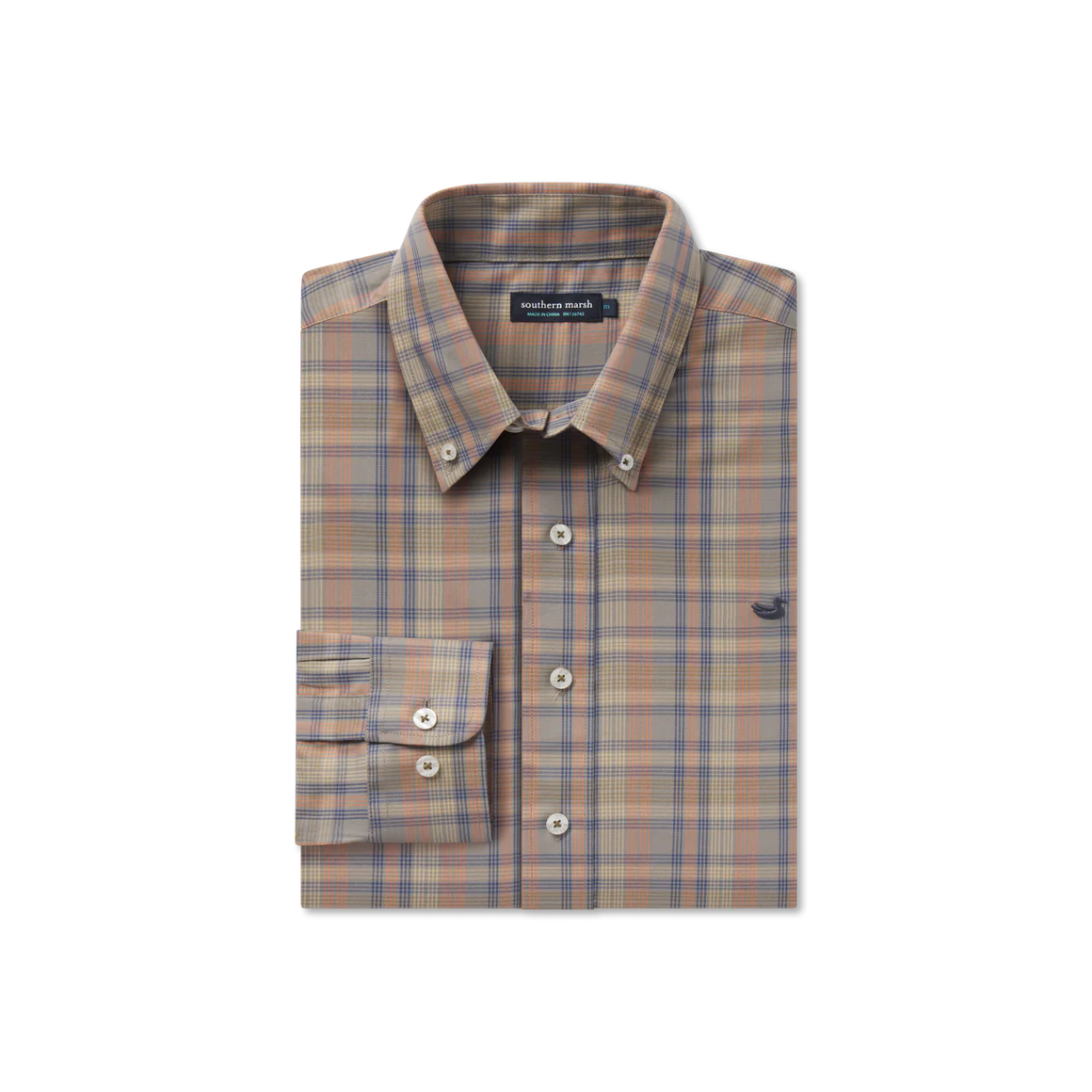 Benton Grid Dress Shirt in Burnt Taupe by Southern Marsh