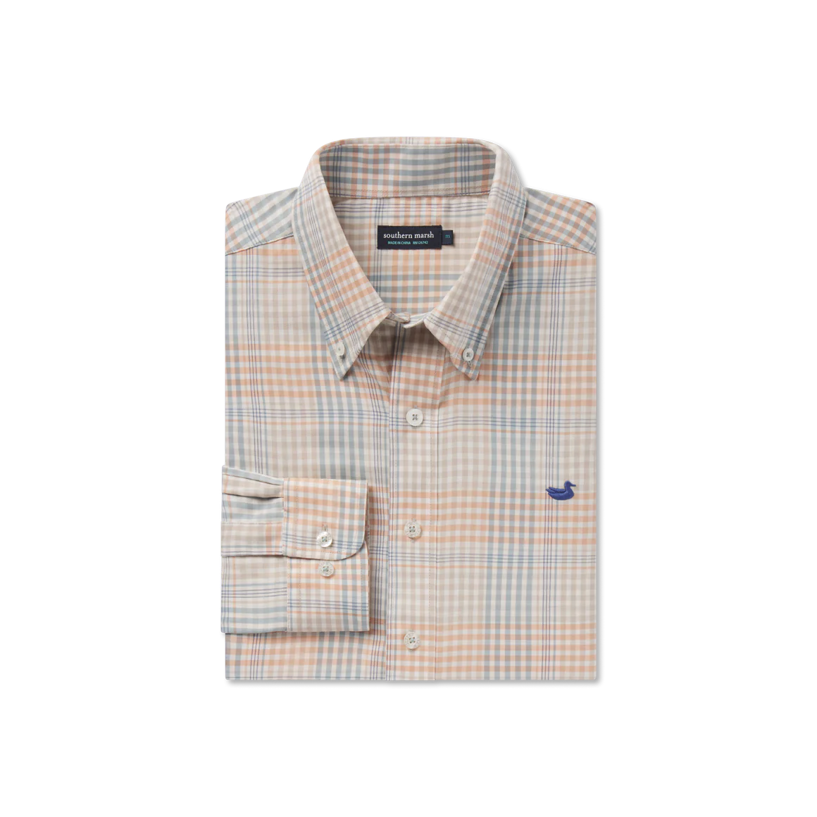 Edgefield Windowpane Dress Shirt in Burnt Taupe and Sage by Southern Marsh