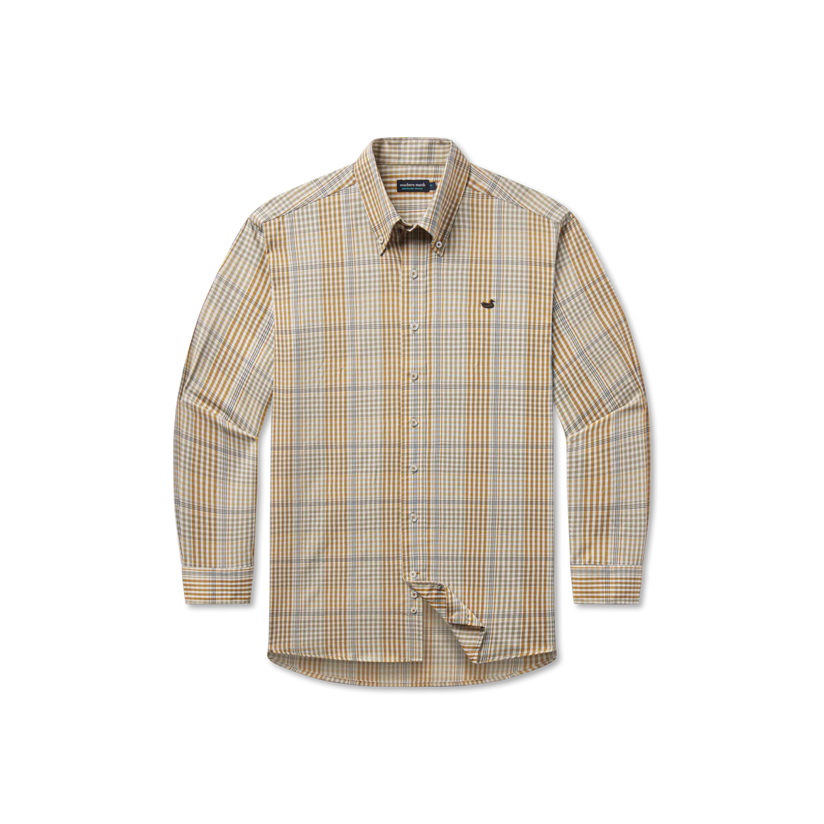 Edgefield Windowpane Dress Shirt in Field Khaki and Dark Olive by Southern Marsh