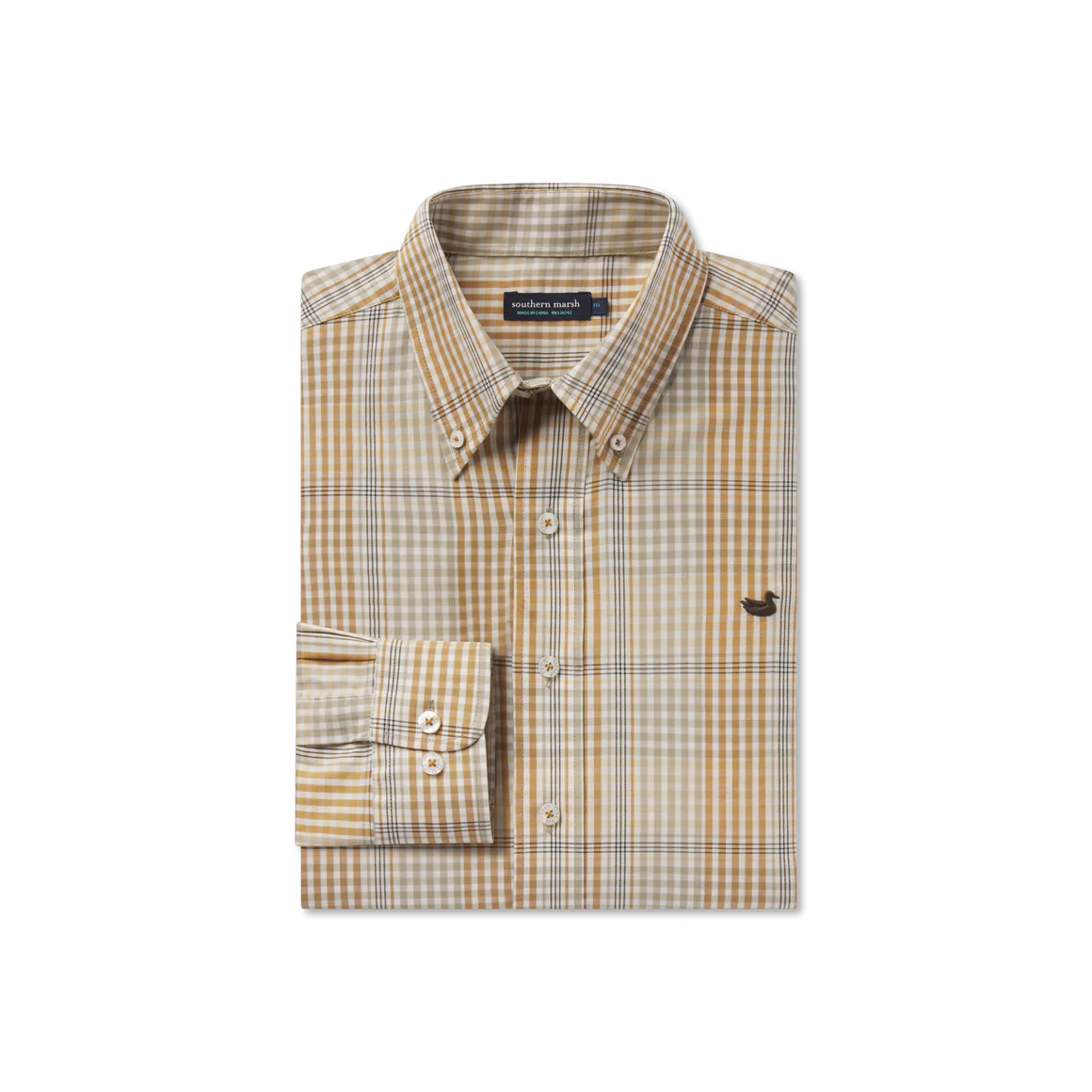 Edgefield Windowpane Dress Shirt in Field Khaki and Dark Olive by Southern Marsh