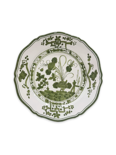 VIDA Faenza 11" Dinner Plate in White & Green By Beatriz Ball chic decor chinoiserie