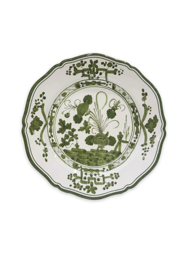 VIDA Faenza 9" Salad Plate in White & Green By Beatriz Ball chic home decor plates chinoiserie