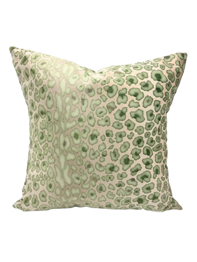 Velvet Green Leopard Throw Pillow - 24x24 decorative southern chic home decor