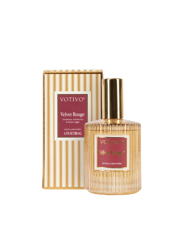 gold bottle Velvet Rouge Room & Linen Spray