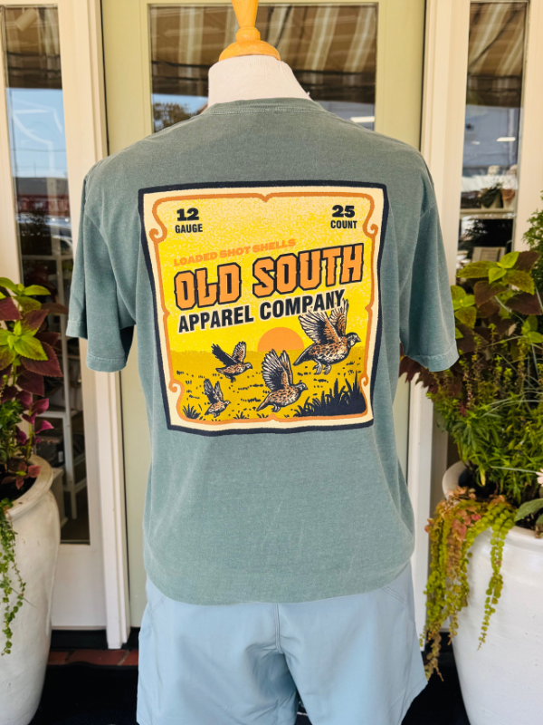 shotgun shell box with quail tee