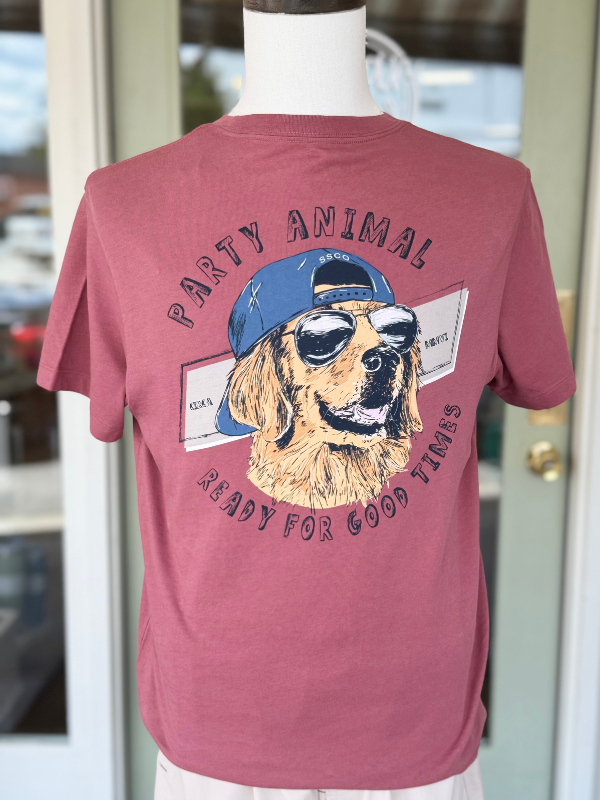 Party Animal Tee in Red River By Southern Shirt Company