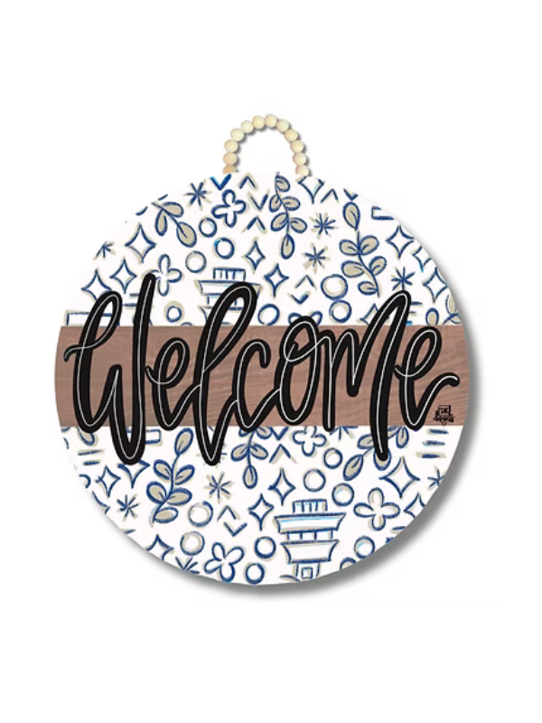 Mocha Chinoserie - Welcome Door Hanger