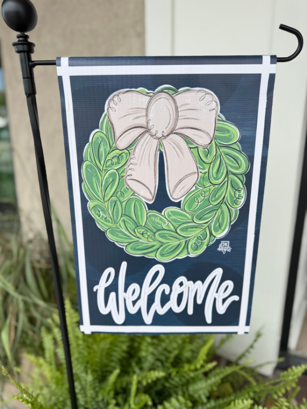 Wreath Welcome Garden Flag